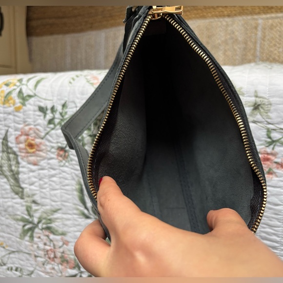 NWOT Portland Leather Goods Lucy Shoulder Bag Slate Blue/Gray - Picture 5 of 6